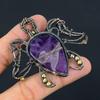 Turtle Shaped Amethyst Gemstone Copper Wire Wrap Handmade Pendant Jewelry Gift For Love