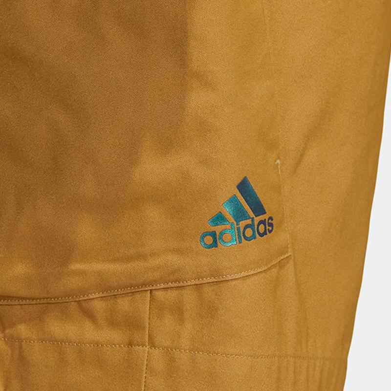 Adidas Solid Color Logo Print Casual Straight Shorts Men Bottoms Yellow HM2987