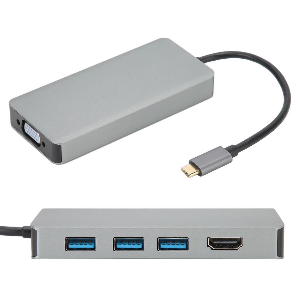 Hub-Adapter TypC auf HDMI-Kabel VGA-Konverter USB B0504 für Heim- und Büro-Monitor
