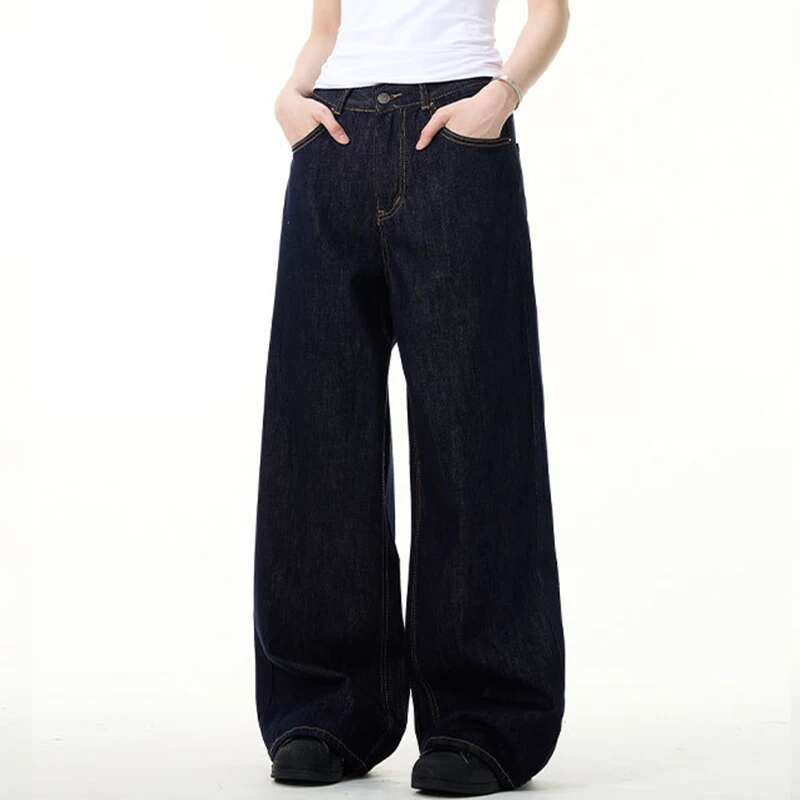 BeatStreet Simple Men's Denim Pants Vintage Washing Wide Leg Loose Jeans Casual Straight American Style Male Trousers New