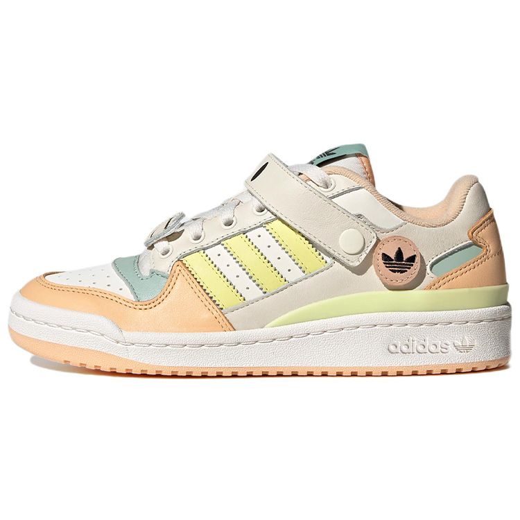 Adidas Originals Forum Low Leather Durable Lightweight Low-Top Skate Shoes Women Sneakers Beige Orange Yellow GW4427