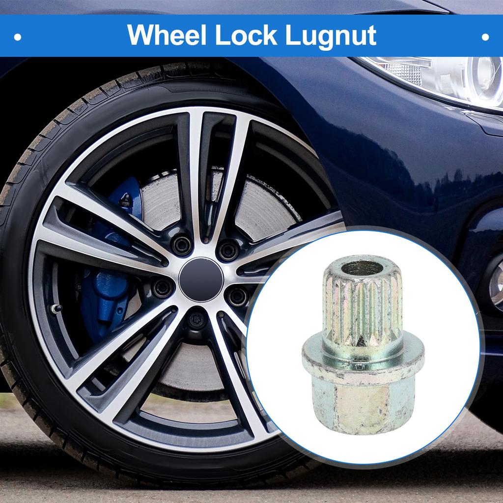 VekAuto BMW Compatible Wheel Lock Nuts, Durable 36/20PT Galvanized Alloy Steel Silver Tone Anti-Theft Screw Nut Removable Key Socket