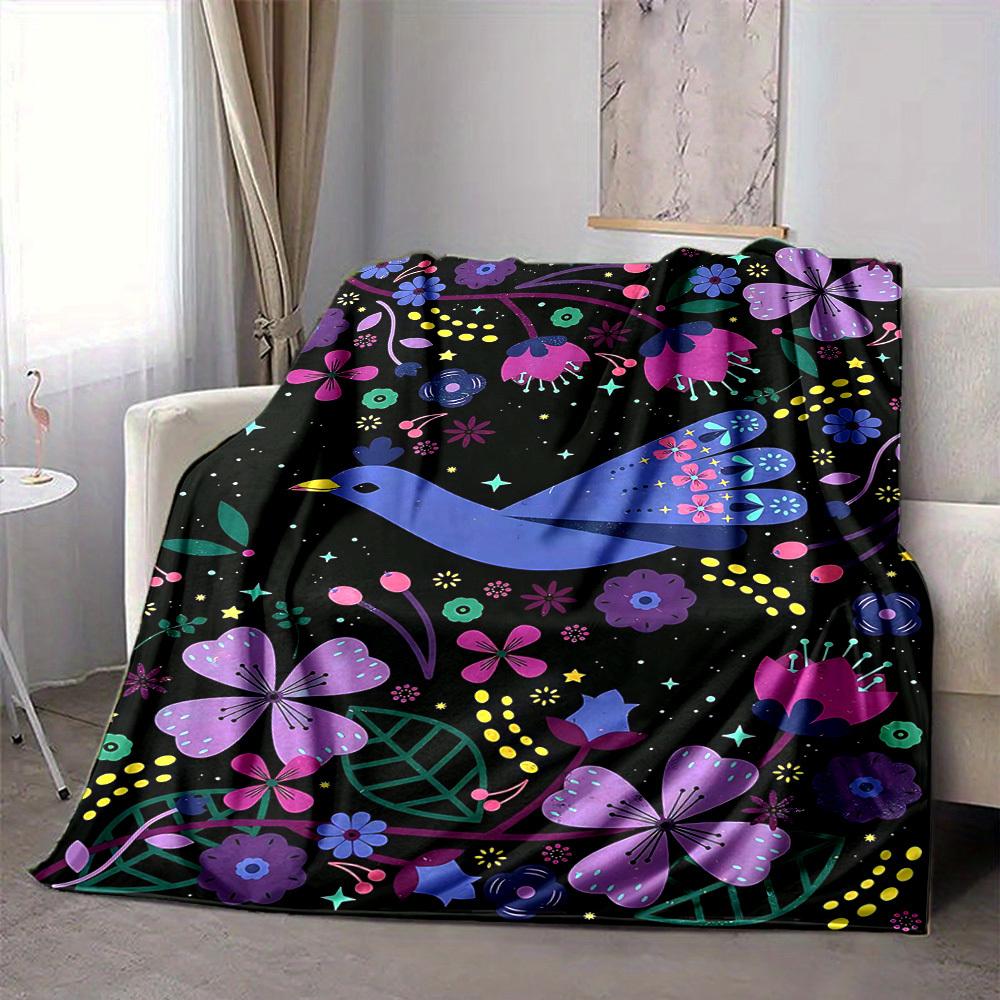 

1pc Floral Fantasy Print Blanket Lightweight Flannel Throw Blanket For Sofa, Bed, Living Room, Office, Outdoor Travel, Camping 80cmx120cm