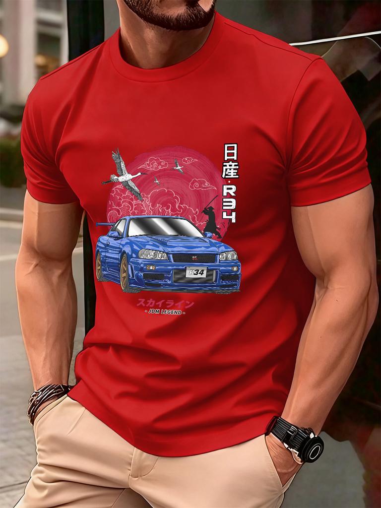 Nippon Jdm Skyline Gtr R34 Prints Cotton TShirts Mens Summer Soft T Shirt Oversized ONeck Short Sleeve Tops Basic Male Clothes