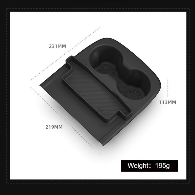 Center Console One‑Piece Cup Holder Only For Tesla ModelY Standard 2025 2026 Pure‑TPE Integrated Mat Insert Armrest Storage Box