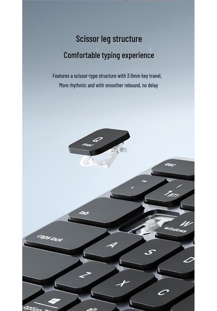 Ultra-Thin 2-in-1 Aluminum Bluetooth Keyboard with Large Touchpad for Desktop, Laptop, and Tablet