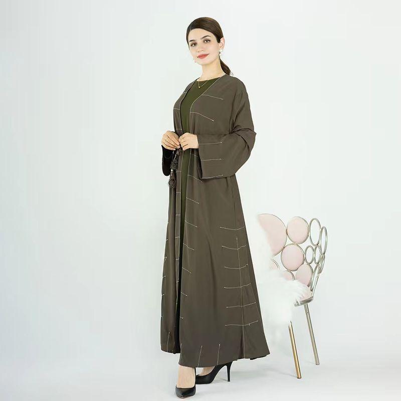 Fashion 2023 Ethnic Style Shoelace Pure Color Cardigan Dress Solid Color Cardigan Dress
