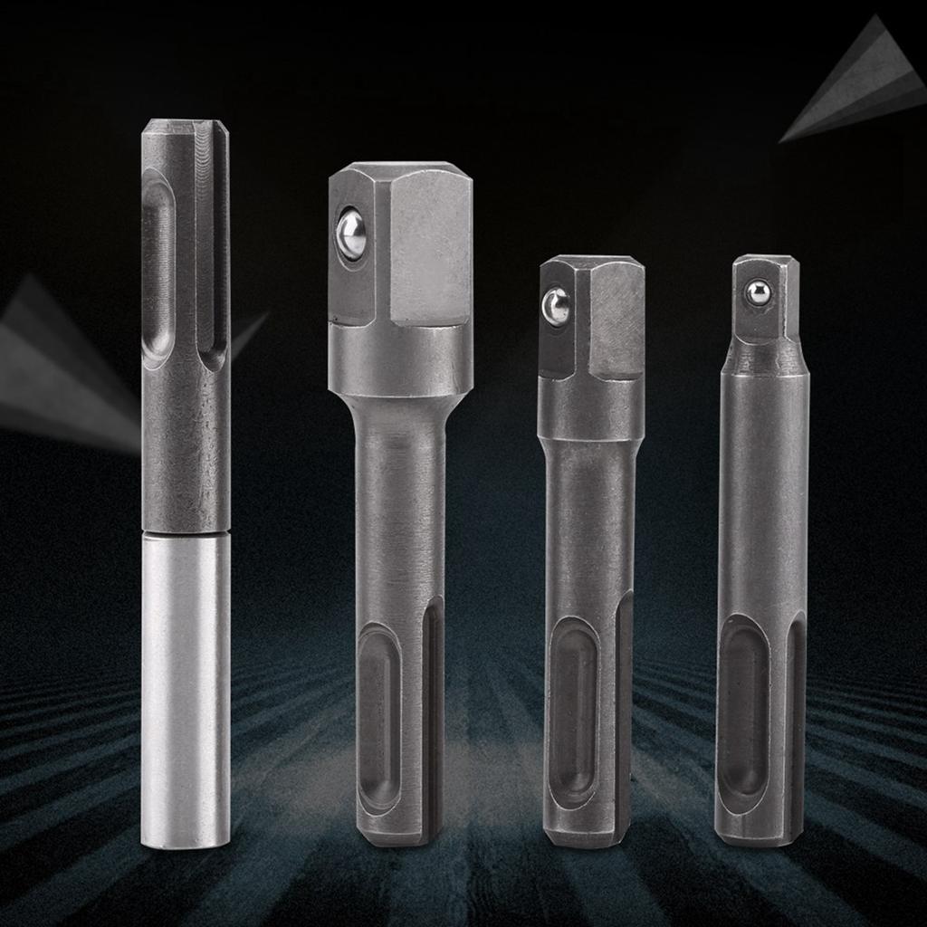 SDS Plus Shank To 1/4" Hex Socket Adaptor And 1/4"3/8"1/2" Square Drill Bit Extension Connector