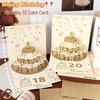 DIY 3D Cake Music Light Card - Creative Cartoon Birthday Blessing Card.