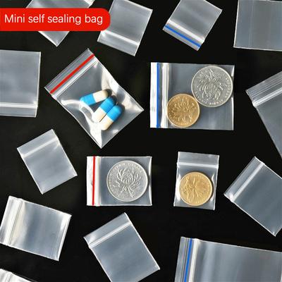 Sacs d'emballage en plastique Pe 100 pièces/sac, sac à fermeture éclair, sac d'emballage de pilules, sac d'emballage épais, sac à bijoux 2x3cm 2,5x3cm 3,5x5cm