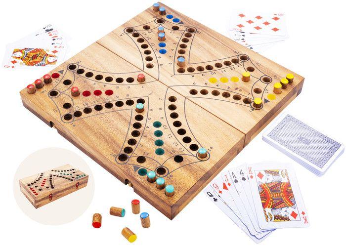 Jeu de Tock en Bois - 4 Joueurs - Ecologique - Jeu de Société Traditionnel Canadien - Jeu de parcours - 2 à 4 joueurs - 350261