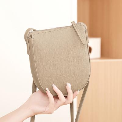 New Versatile and Simple Mobile Phone Bag, Lychee Pattern Soft Leather Women's Shoulder Bag, Light and Fashionable Mini Messenger Bag