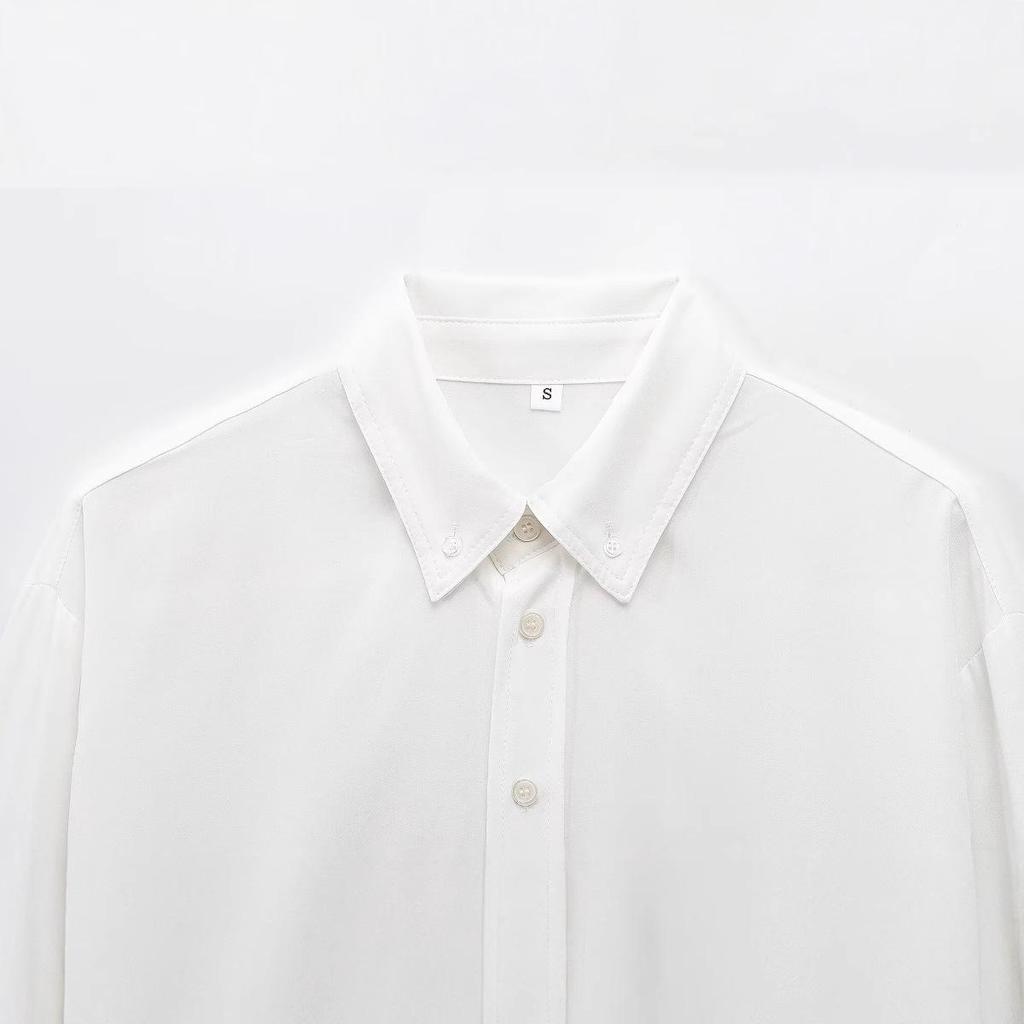 Spring 2025 Women's European & American Style Striped Poplin Shirt - Fashionable, Simple, Versatile