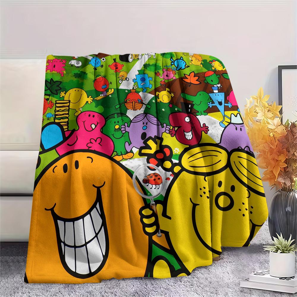 Mr. Men Little Miss  Print Flannel Blanket, High Quality Comfortable for All Seasons, Home Decor, Warmth and Comfort