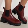 Black Women's Ankle Boots Autumn Winter 2025 Short Boot Shoes Red Block Low Heels Party Footwear Shoes Large Size Brand Designer
