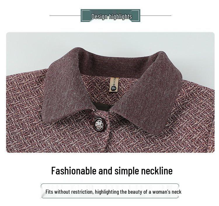 Spring Coat for Middle-Aged and Elderly Women, Lapel Design, Suitable for 60 to 80-Year-Olds, Ideal for Spring and Autumn