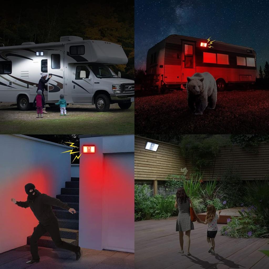 Keeda Solar Security Lights Outdoor with Motion Detector, 129dB Loud Sound Solar Alarm Light with Remote Waterproof 3 Modes RV Motorhome Strobe Light