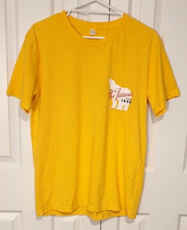 BUNDABERG RUM #039The Famous ESTD 1888#034 Polar Bear Logo TShirt. Yellow. Size Large Unisex T-Shirt L