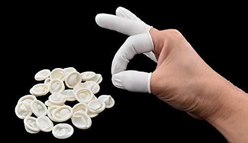 [sac Taske] Latex Finger Cots, Commercial Size, Bulk Pack of 1000 & Towel Set for Finger Protection (White, 500g)