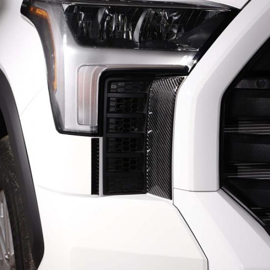 Real Carbon Fiber Headlight Lower Panel Trim Cover For Toyota Tundra +