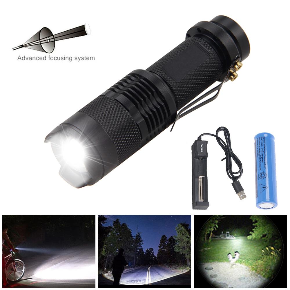 Vastfire Mini SK68 Zoomable 1200LM XPE LED Waterproof Flashlight Torch Lamp AA/14500 Powered Clip Pen Light Lamp 3 Modes Lantern
