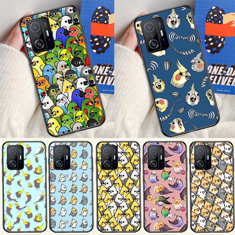 Cartoon Cockatiel Collage Case For Xiaomi 13 14 15 Ultra 11T 12T 13T 14T Pro POCO X7 Pro X3 X5 X6 M6 F5 F6 Pro Cover