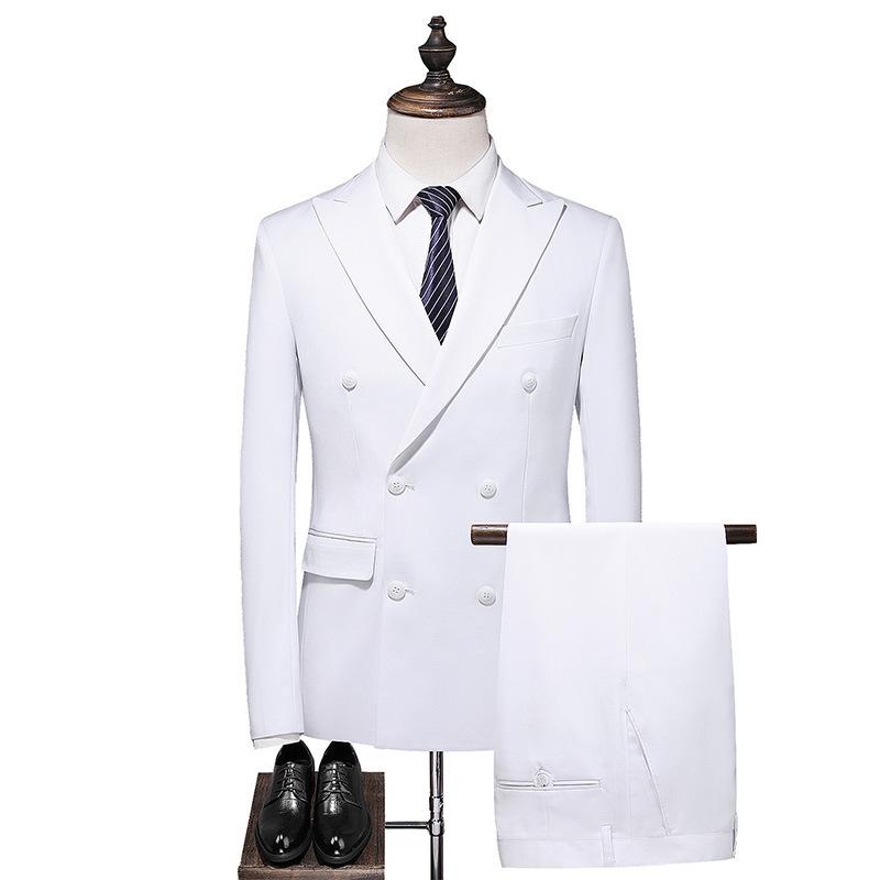 Men's Korean Slim Fit Double-Breasted Suit Set – Casual or Wedding Tuxedo