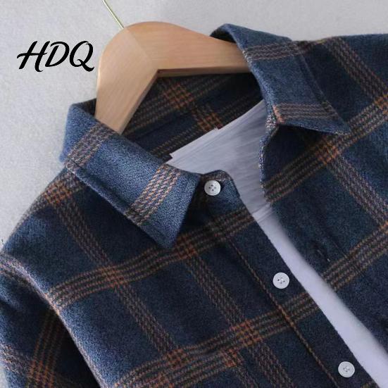 Casual Shirt Men Plaid Print Jacket Long Sleeve Button Down Autumn Outerwear Coat Lapel for Commuting Layering Outfits Breathable Tops