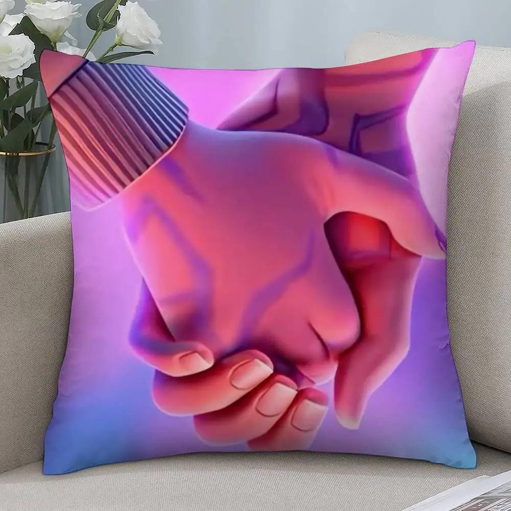 K-Kpop D-Demon H-Hunters Pillow Case Short Plush Print Square Throw Pillow Covers Sofa Home Cushion Decor