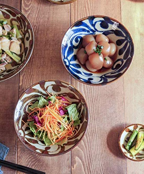 Tableware East Japanese Tableware Ryukyu Bowl, Large, 18cm, Karakusa, Blue, Sh-017-01