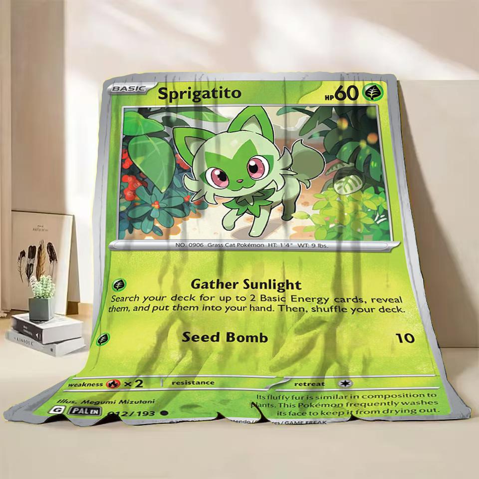 Pokémon Kaart Karakter Cartoon Flanellen Plaid Deken voor Slaapkamer Bed Bank Lunchpauze Picknick Reisdekens Kinderen Zachte Cadeaus