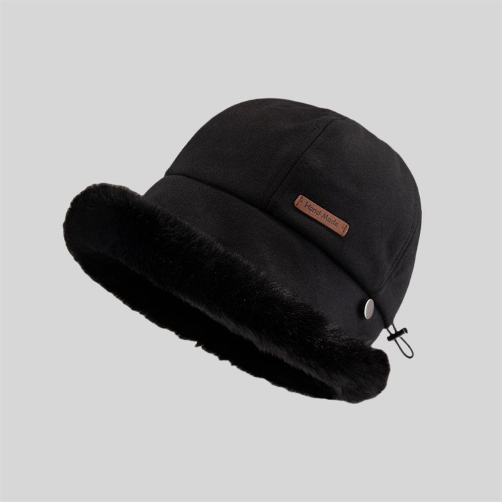 Women s Outdoor Plush Padded Cold Hat Winter Ear Protection Fisherman s Hat Europe & the United States Windproof Warm Bucket Cap