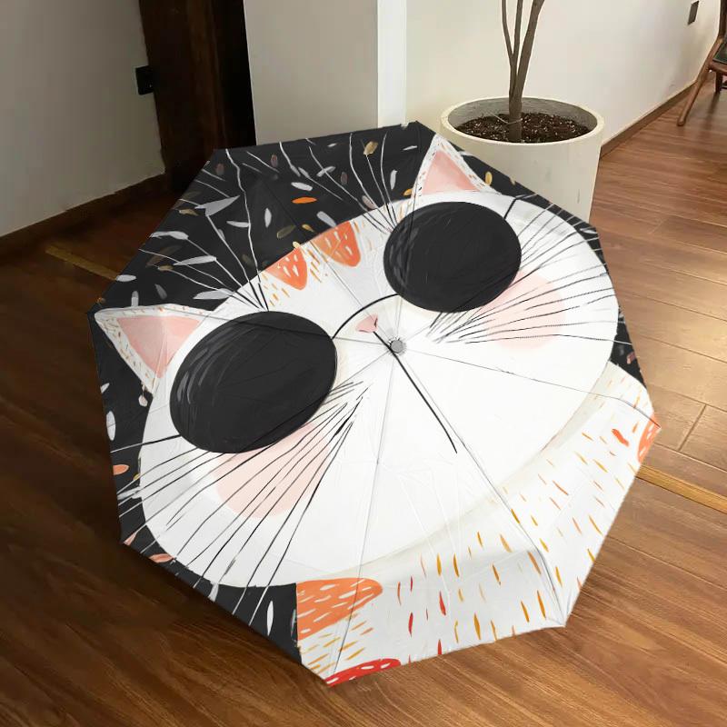 1pc cat feathers Pattern Umbrella Design Automatic Opening and Closing Umbrella, High-quality Travel Umbrella, Lightweight and Portable, -31