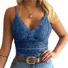 Women's Fashion Deep V Neck Lace Bra Sexy Spaghetti Straps Underwear Hollow Sleeveless Bra Vest
