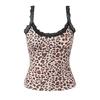 MY SASSY GIRL American vintage Sexy Leopard Print Lace Stitching Cami Sleeveless Gyaru Slim fit Small Top