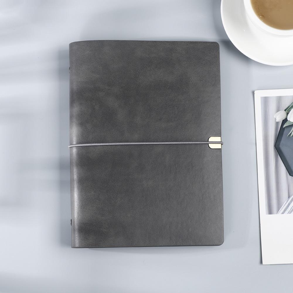 A5 Weicher Einband Lychee-Struktur Spiralblock - Abnehmbarer Leder Business-Notizblock für Besprechungen