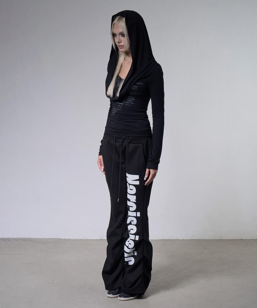 FANCY CLUB Drape Hoodie Long Sleeve (Black) F26Zb521