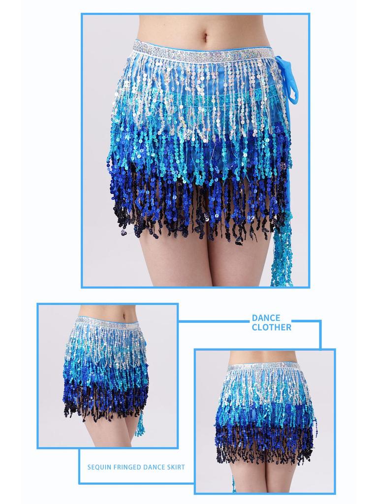 Halloween Belly Dance Costume: Sexy Sequin Tassel Hip Scarf & Waist Chain