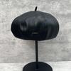 Big hat top retro super soft leather PU beret women's fashion versatile face small temperament painter hat autumn