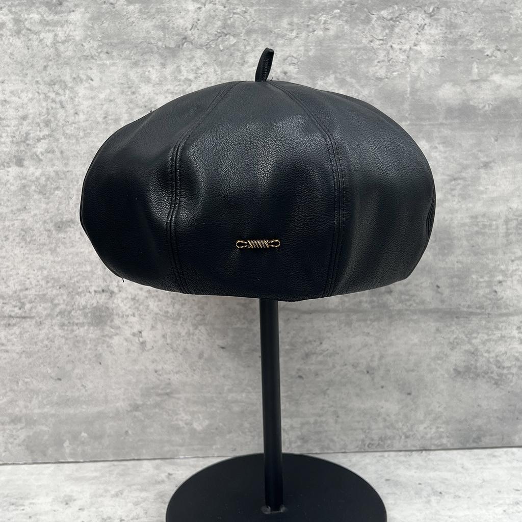 Big hat top retro super soft leather PU beret women's fashion versatile face small temperament painter hat autumn