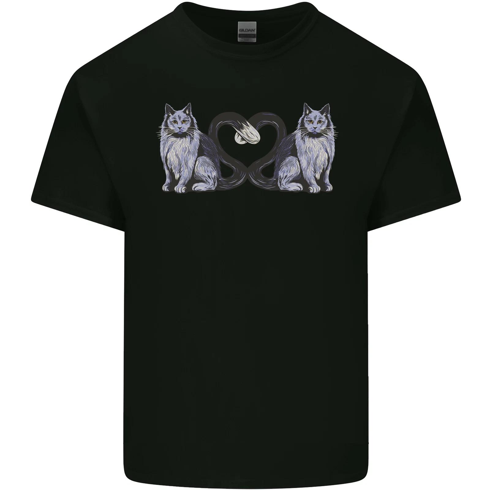 Two Heart Tailed Cats Love Kids T-Shirt Childrens S