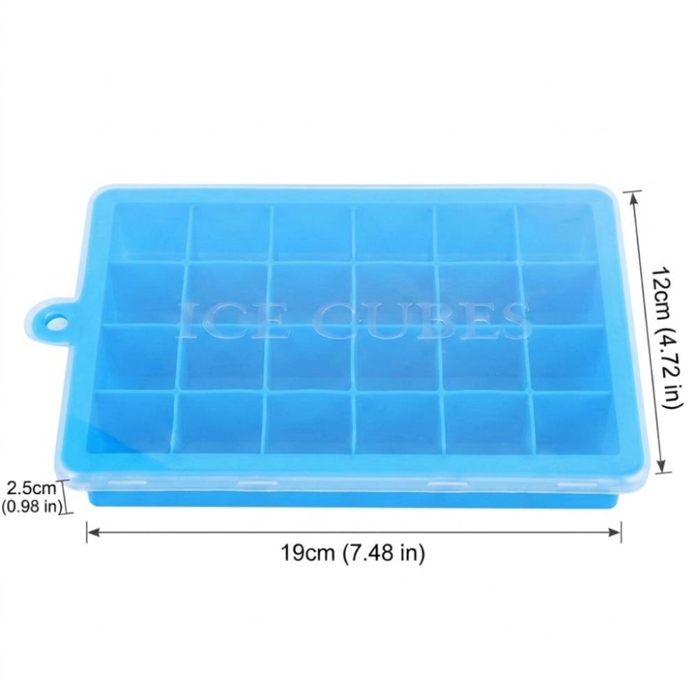 2pcs Removable Lid Silicone Ice Tray 24 Cavity Ice Cube Tray with Lid  For Freezer синий