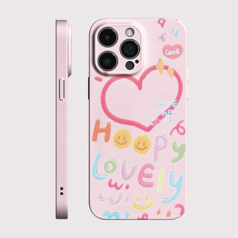 Love Heart Phone Case for iPhone 17 16e 16 15 14 13 12 11 Air Pro Max XS XR XSMax 6 7 8 Plus Glossy Film Hard PC Cover