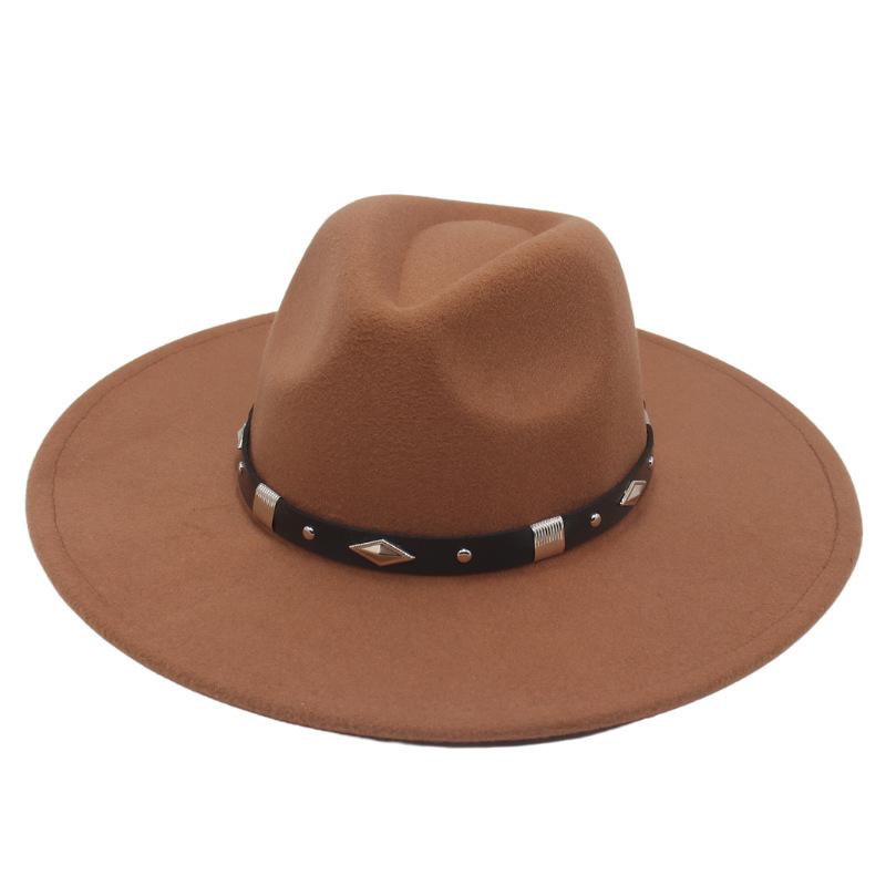 Big Brim Rhombus Metal Belt Accessories Jazz Hat Men'S And Women'S British Style Top Hat