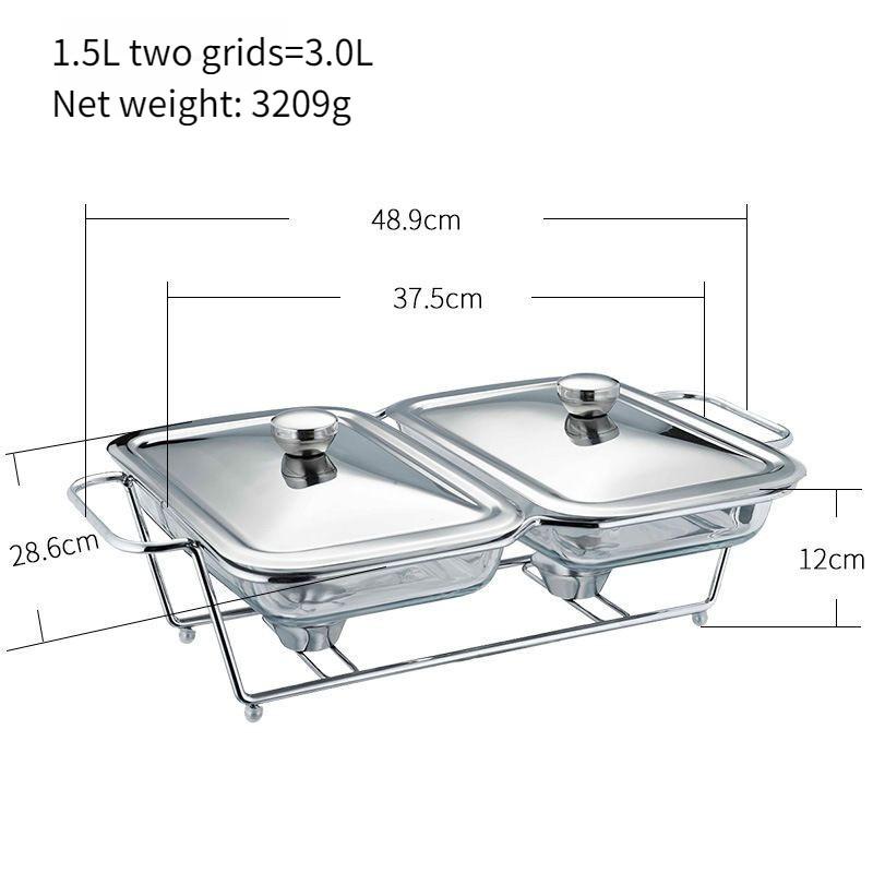 Compartmentalized Flip Top Food Heating Container Restaurant Hot Pot Alcohol Stove Square Glass Buffet Stove