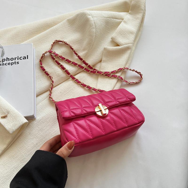 Trendy Quilted Square Shoulder Bag For Women 2023 Fashion Pu Leather Chain Crossbody