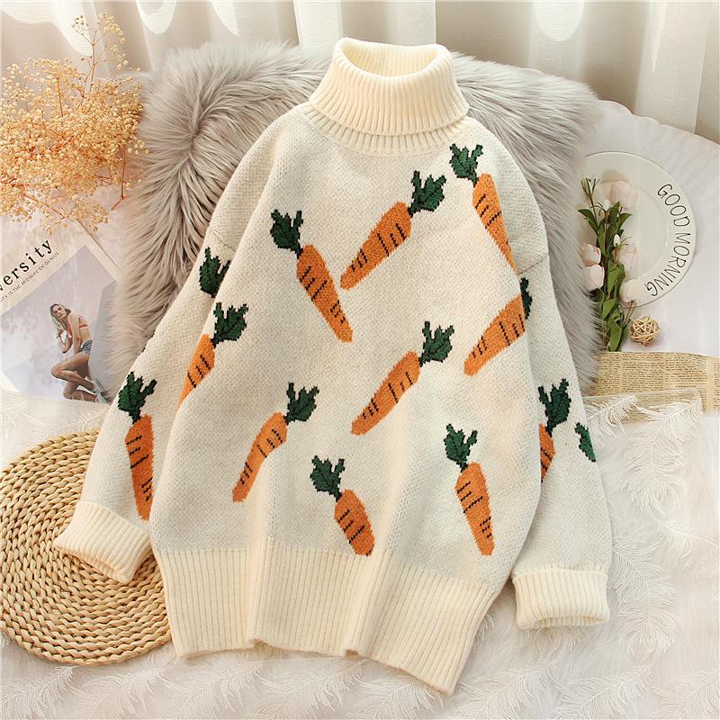 Autumn and Winter Radish Sweater Women Outside Wear Thin Pullover Lazy Wind Loose Knitted Tops for Women