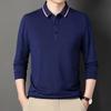 Langarm-Poloshirt Frühling und Herbst Neu Herren Mittleren Alters Papa Lockere Oberteile Herren Revers Freizeit-T-Shirt