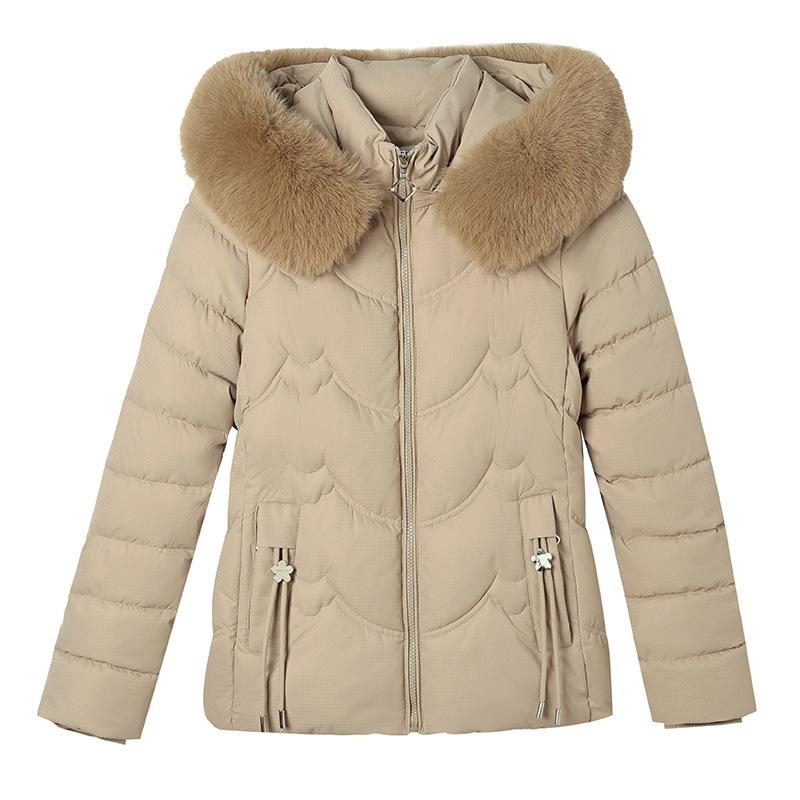 Women’s Short Hooded Windproof Thicken Warm Winter Jacket With Big Fur Collar