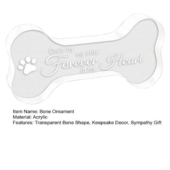 Acrylic Bone Table Sign Decoration, Paw Print Bone Desk Ornament, Transparent Bone Shape Keepsake Decor, Sympathy Gift for Loss of Dogs